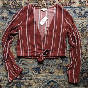 NWT L.A Hearts Tie-Front Crop Top (Pac Sun)